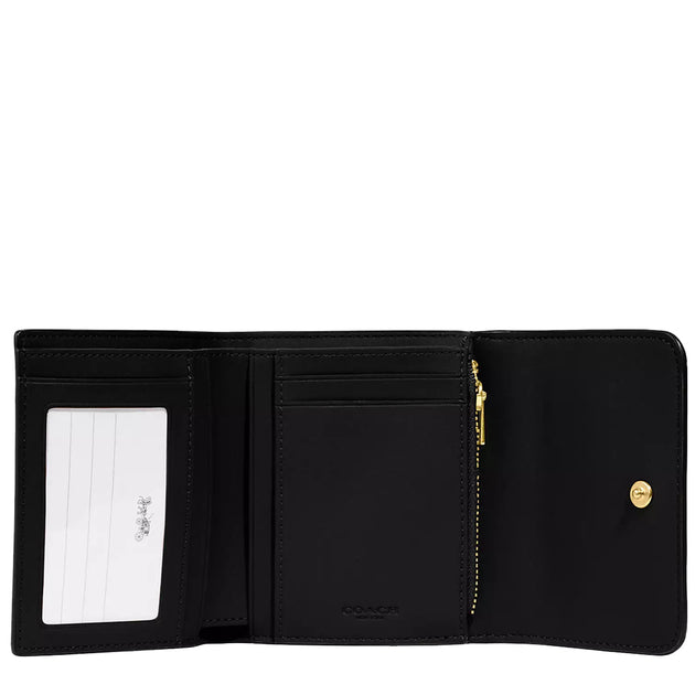 COACH Black Signature Canvas Legacy Bifold Leather top Trifold Wallet