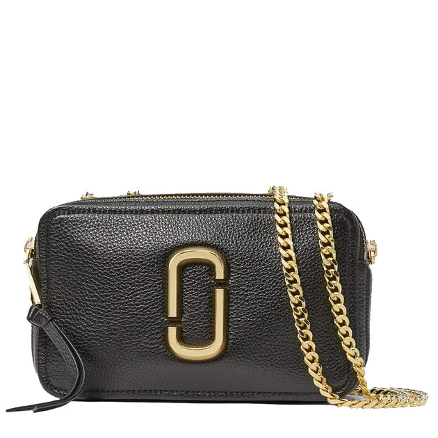 MARC JACOBS The Shutter Crossbody Bag Leather Black Gold Hardware M0015468