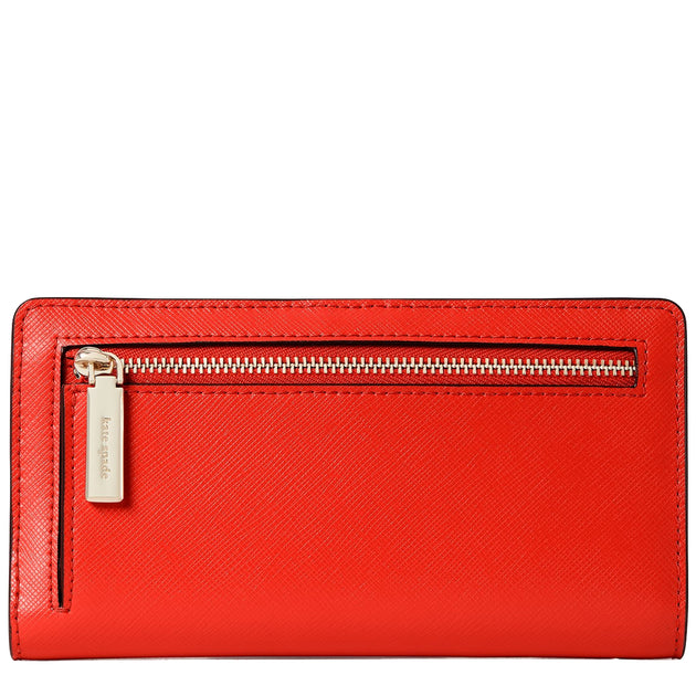 NEW Kate Spade Staci Large fashion Slim Bifold Wallet Red Curran WLR00145 $169