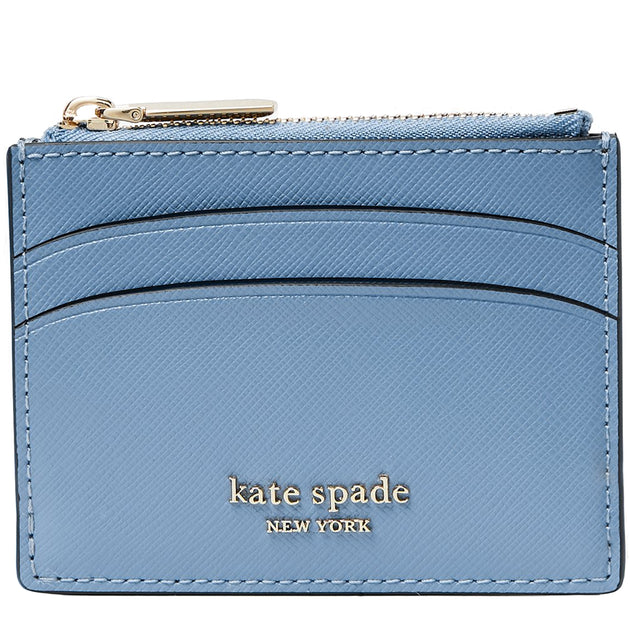 Kate Spade Pool Float Medium L-Zip Cardholder Wallet Poolside Blue Leather