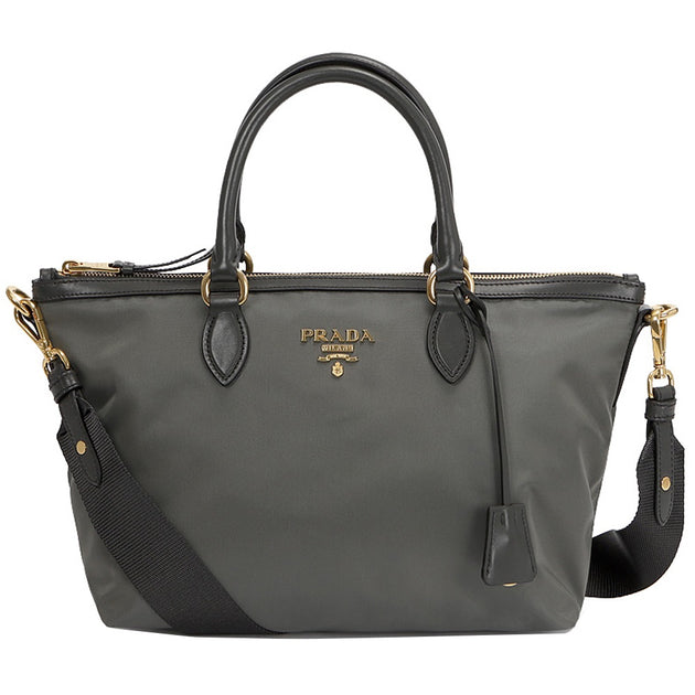 Prada 1BA104 Tessuto Nylon Convertible Tote Bag- Ardesia