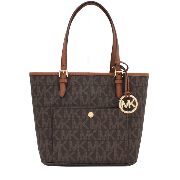 Michael Kors Jet Set Travel Medium Logo Snap Pocket Tote Bag PinkOrchard