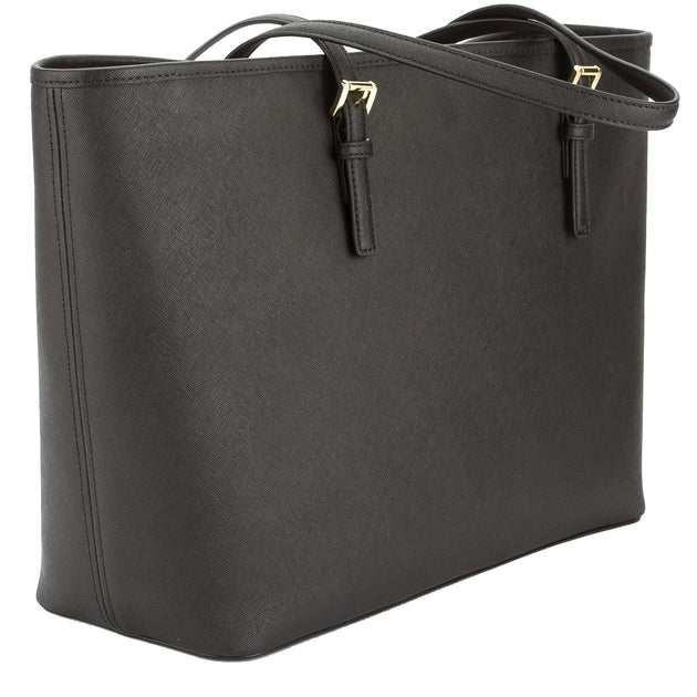 Michael Kors Jet Set Travel Chain Medium Saffiano Leather Top-Zip  Multi-Function Tote Bag –