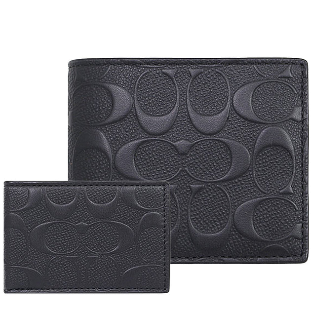 Coach Monogram Leather Folding Wallet Logo Folding Wallets (75371)