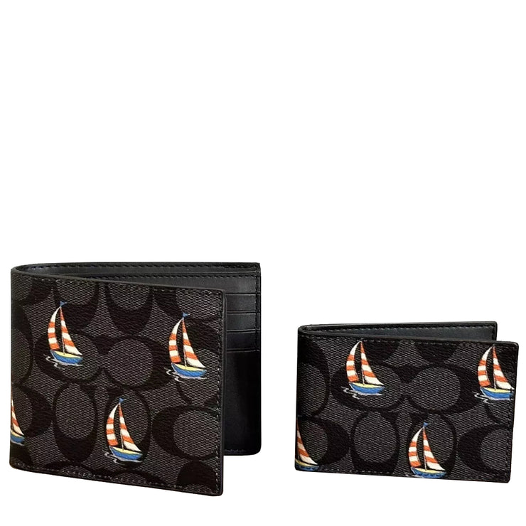 Buy Coach 3 In 1 Wallet In Signature Canvas With Sailboat Print in Charcoal Multi CU121 Online in Singapore | PinkOrchard.com