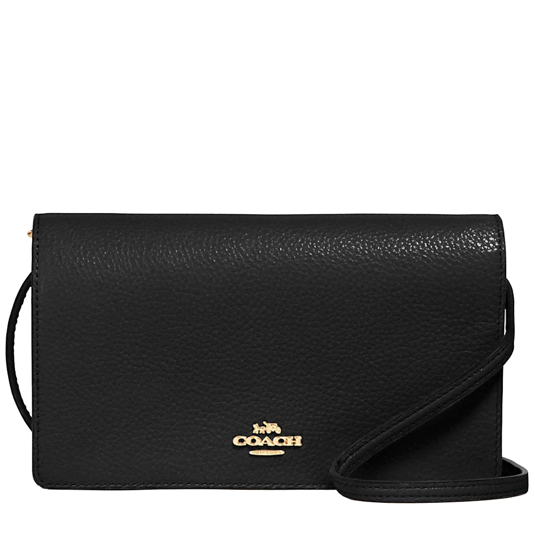 Coach Anna Foldover Clutch Crossbody Bag In Black 3037 – PinkOrchard.com