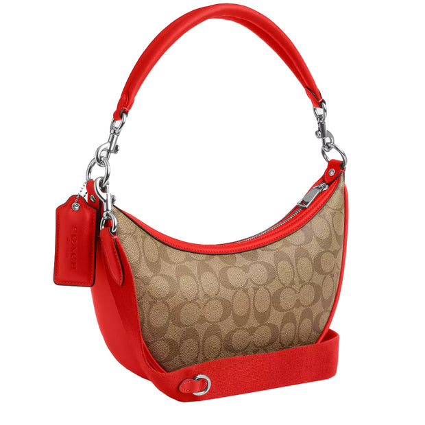 Buy Coach Aria Shoulder Bag In Signature Canvas in Khaki/ Miami Red CR283 Online in Singapore | PinkOrchard.com