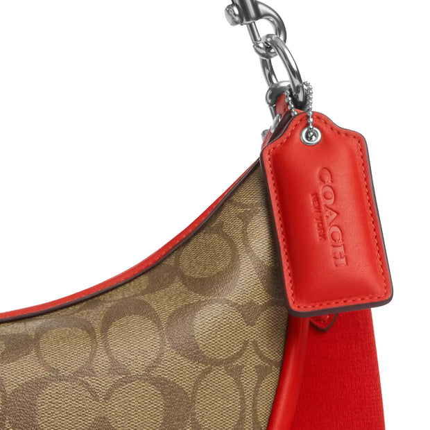 Buy Coach Aria Shoulder Bag In Signature Canvas in Khaki/ Miami Red CR283 Online in Singapore | PinkOrchard.com