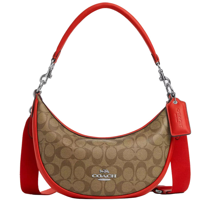 Buy Coach Aria Shoulder Bag In Signature Canvas in Khaki/ Miami Red CR283 Online in Singapore | PinkOrchard.com