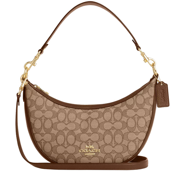 Buy Coach Aria Shoulder Bag In Signature Jacquard in Khaki/ Saddle Multi CO997 Online in Singapore | PinkOrchard.com