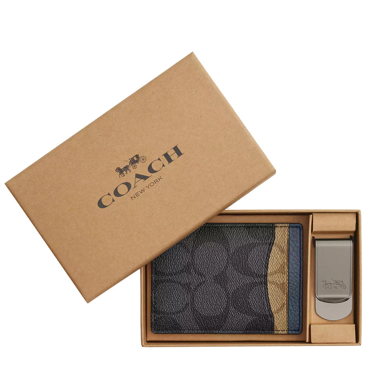 Buy Coach Boxed 3 In 1 Card Case Gift Set In Colorblock Signature Canvas in Charcoal/ Khaki/ Denim CU255 Online in Singapore | PinkOrchard.com