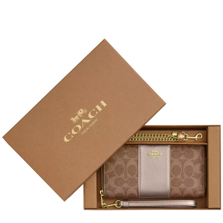 Buy Coach Boxed Long Zip Around Wallet In Signature Canvas in Tan/ Light Champagne CX178 Online in Singapore | PinkOrchard.com