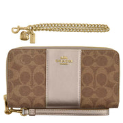 Buy Coach Boxed Long Zip Around Wallet In Signature Canvas in Tan/ Light Champagne CX178 Online in Singapore | PinkOrchard.com