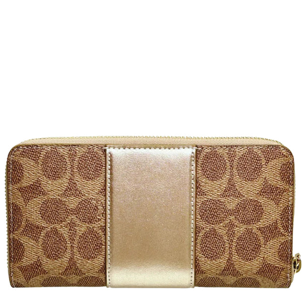 Buy Coach Boxed Long Zip Around Wallet In Signature Canvas in Tan/ Light Champagne CX178 Online in Singapore | PinkOrchard.com