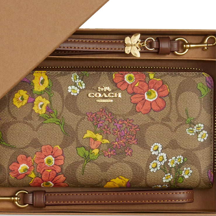 Buy Coach Boxed Long Zip Around Wallet In Signature Canvas With Floral Print in Khaki Multi CR632 Online in Singapore | PinkOrchard.com