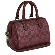 Coach Boxed Mini Rowan Crossbody Bag And Mirror Bag Charm Set In Signature Canvas in Wine Multi CX186