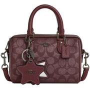 Coach Boxed Mini Rowan Crossbody Bag And Mirror Bag Charm Set In Signature Canvas in Wine Multi CX186