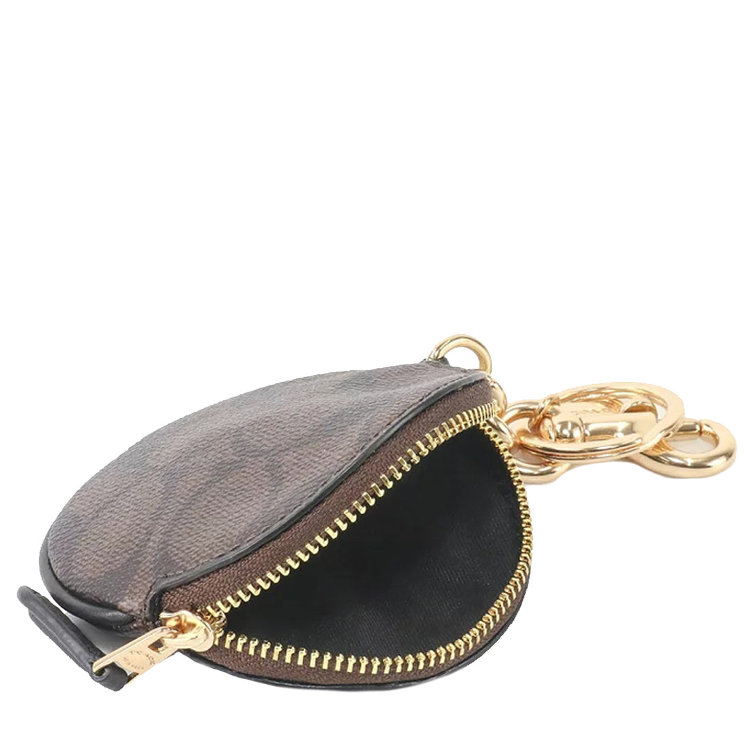 Buy Coach Circular Coin Pouch In Signature Canvas in Brown Black CG762 Online in Singapore PinkOrchard