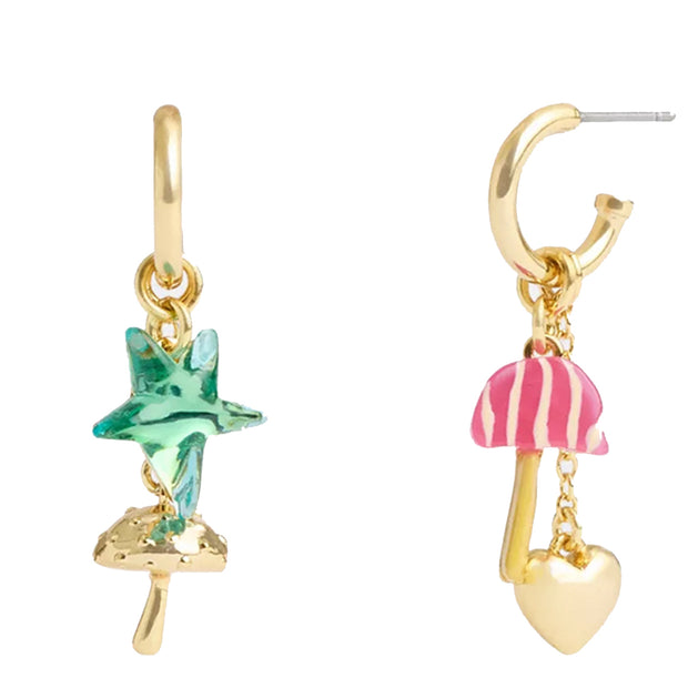 Buy Coach X Observed By Us Mismatch Star And Mushroom Huggie Earrings in Gold/ Multi CV260 Online in Singapore | PinkOrchard.com