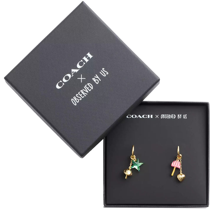 Buy Coach X Observed By Us Mismatch Star And Mushroom Huggie Earrings in Gold/ Multi CV260 Online in Singapore | PinkOrchard.com