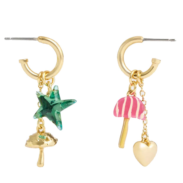 Buy Coach X Observed By Us Mismatch Star And Mushroom Huggie Earrings in Gold/ Multi CV260 Online in Singapore | PinkOrchard.com