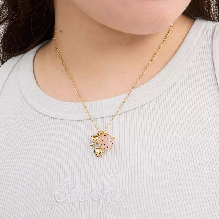 Buy Coach X Observed By Us Strawberry Charm Pendant Necklace in Gold/ Multi CV262 Online in Singapore | PinkOrchard.com