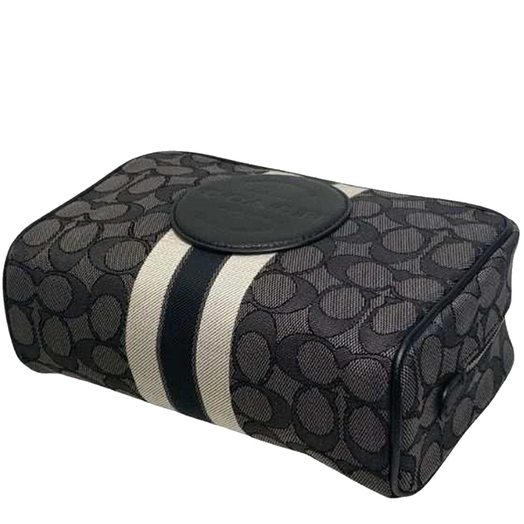 Buy Coach Dempsey Boxy Cosmetic Case Bag 20 In Signature Jacquard With Stripe And Coach Patch In Black Smoke Black Multi C9119 Online in Singapore PinkOrchard