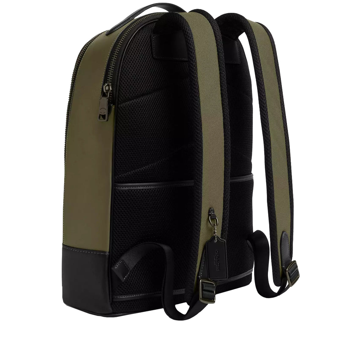 Coach olive green shops backpack