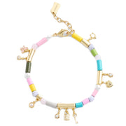 Buy Coach Heart Multi Charm Beaded Bracelet in Gold/ Multi CV265 Online in Singapore | PinkOrchard.com