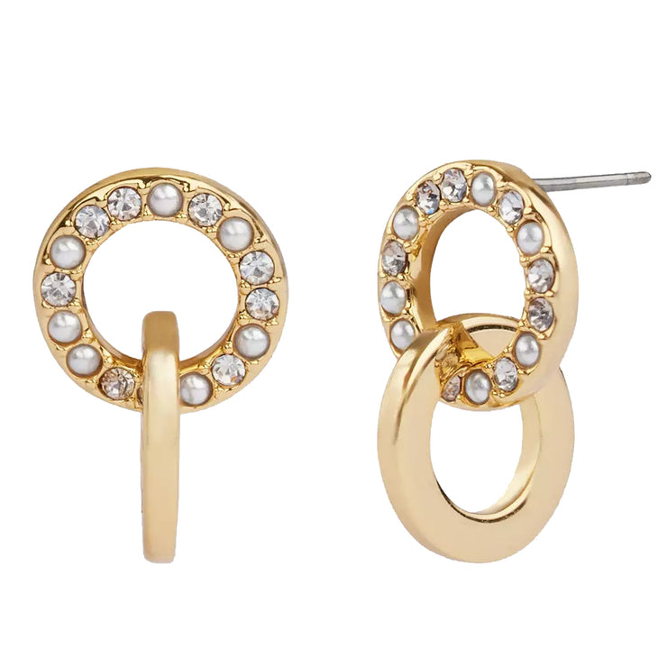 Buy Coach Interlocking Open Circle Pearl Huggie Earrings in Gold/ Pearl CO231 Online in Singapore | PinkOrchard.com