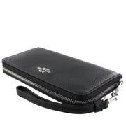 Coach Long Zip Around Wallet in Black/ Silver C4451