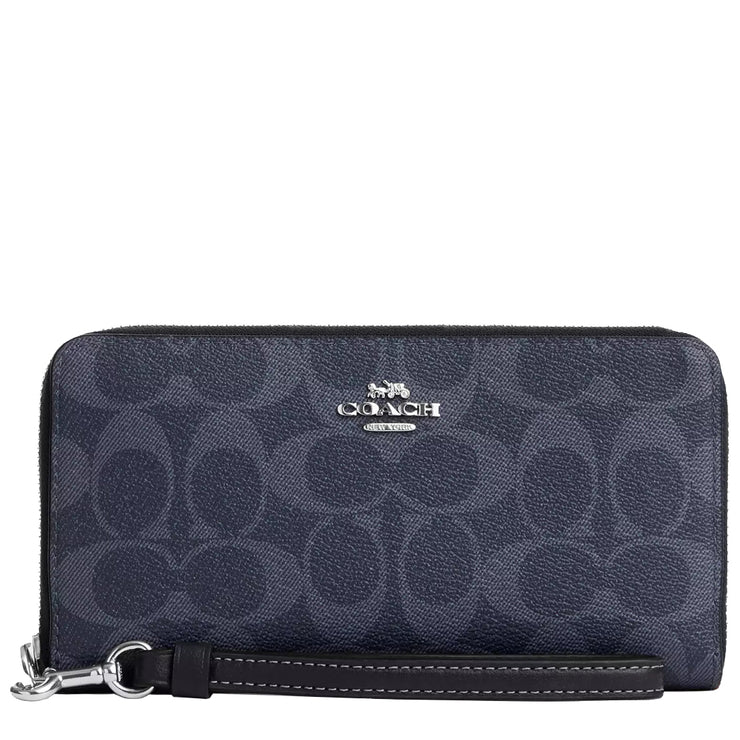 Buy Coach Long Zip Around Wallet In Signature Canvas in Denim/ Midnight Navy C4452 Online in Singapore | PinkOrchard.com