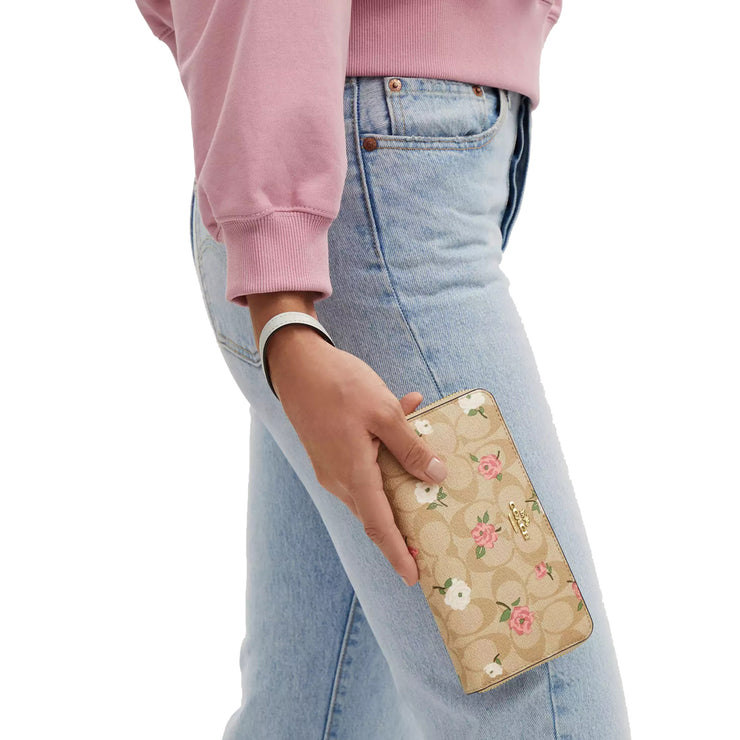 Buy Coach Long Zip Around Wallet In Signature Canvas With Floral Print in Light Khaki Chalk Multi CR966 Online in Singapore | PinkOrchard.com