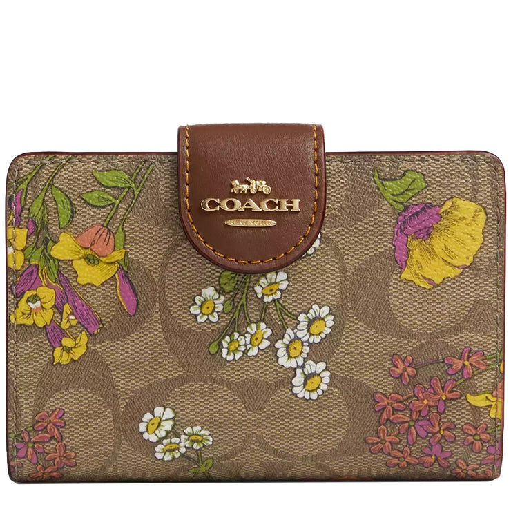 Buy Coach Medium Corner Zip Wallet In Signature Canvas With Floral Print in Khaki Multi CR935 Online in Singapore | PinkOrchard.com