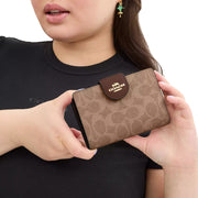 Buy Coach Medium Corner Zip Wallet In Signature Canvas in Tan/ Brown CW786 Online in Singapore | PinkOrchard.com