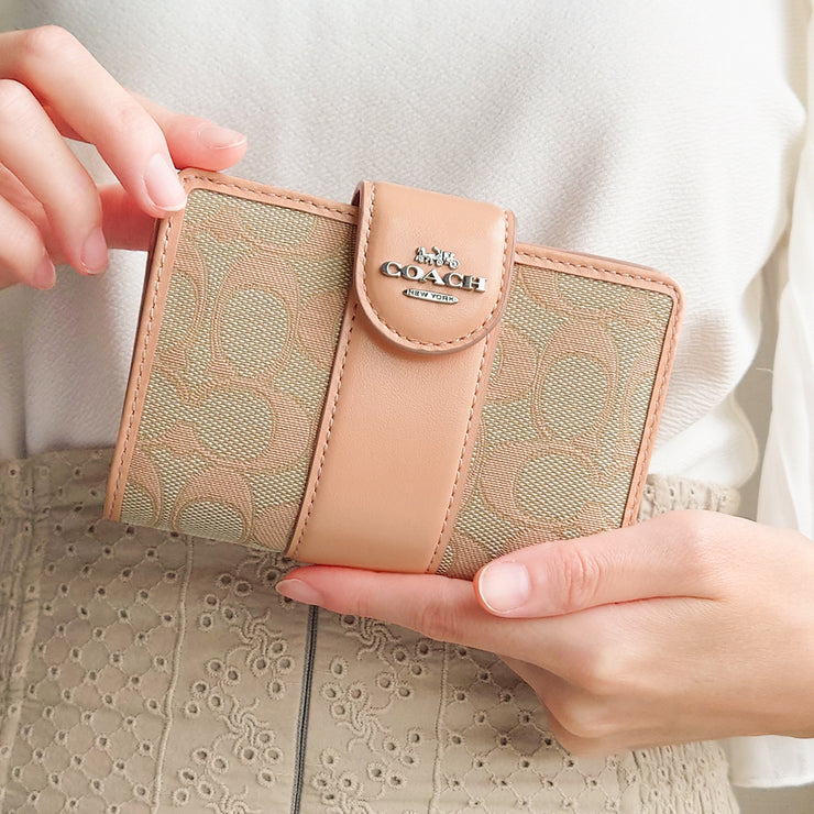 Buy Coach Medium Corner Zip Wallet In Signature Jacquard in Faded Blush CT922 Online in Singapore | PinkOrchard.com