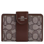 Buy Coach Medium Corner Zip Wallet In Signature Jacquard in Oak/ Maple CU987 Online in Singapore | PinkOrchard.com