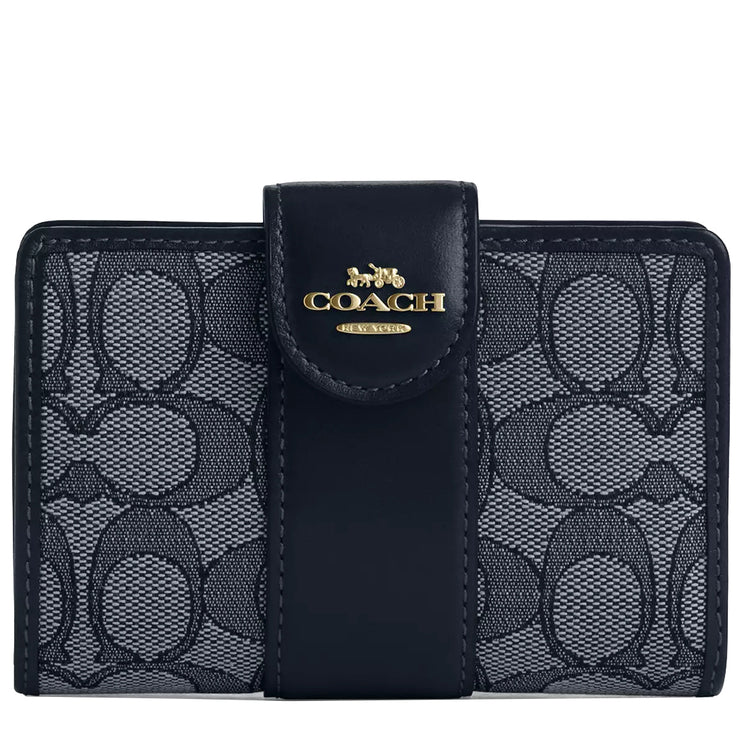 Buy Coach Medium Corner Zip Wallet In Signature Jacquard in Navy/ Midnight Navy CU987 Online in Singapore | PinkOrchard.com