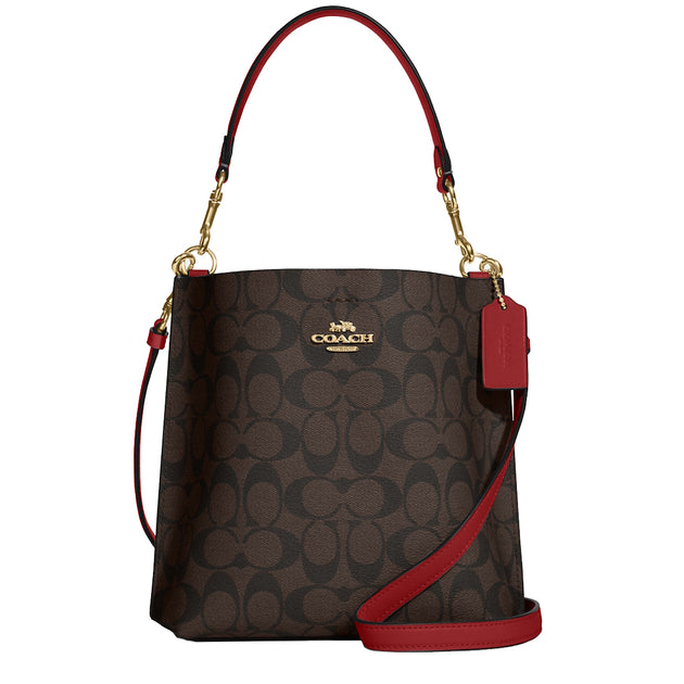 Coach Mollie Bucket Bag 22 In Signature Canvas in Brown/ 1941 Red CA58 ...