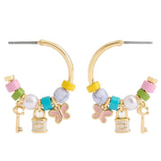 Buy Coach Padlock Multi Charm Huggie Earrings in Gold/ Multi CV266 Online in Singapore | PinkOrchard.com