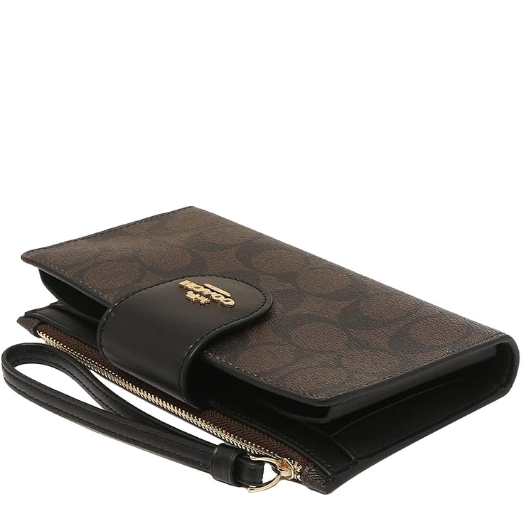 Buy Coach Phone Wallet In Colorblock Signature Canvas in Brown Black C2874 Online in Singapore | PinkOrchard.com