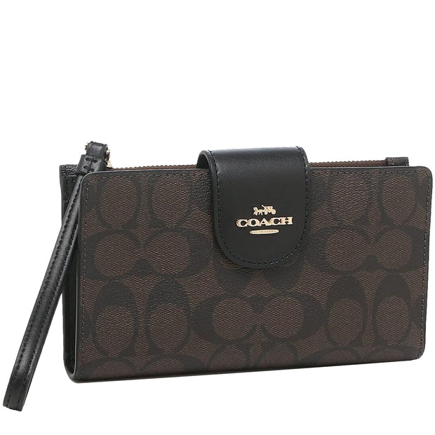 Buy Coach Phone Wallet In Colorblock Signature Canvas in Brown Black C2874 Online in Singapore | PinkOrchard.com