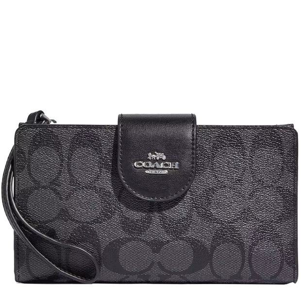 Buy Coach Phone Wallet In Colorblock Signature Canvas in Graphite/ Black C2874 Online in Singapore | PinkOrchard.com