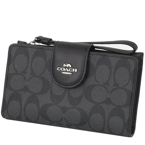 Buy Coach Phone Wallet In Colorblock Signature Canvas in Graphite/ Black C2874 Online in Singapore | PinkOrchard.com