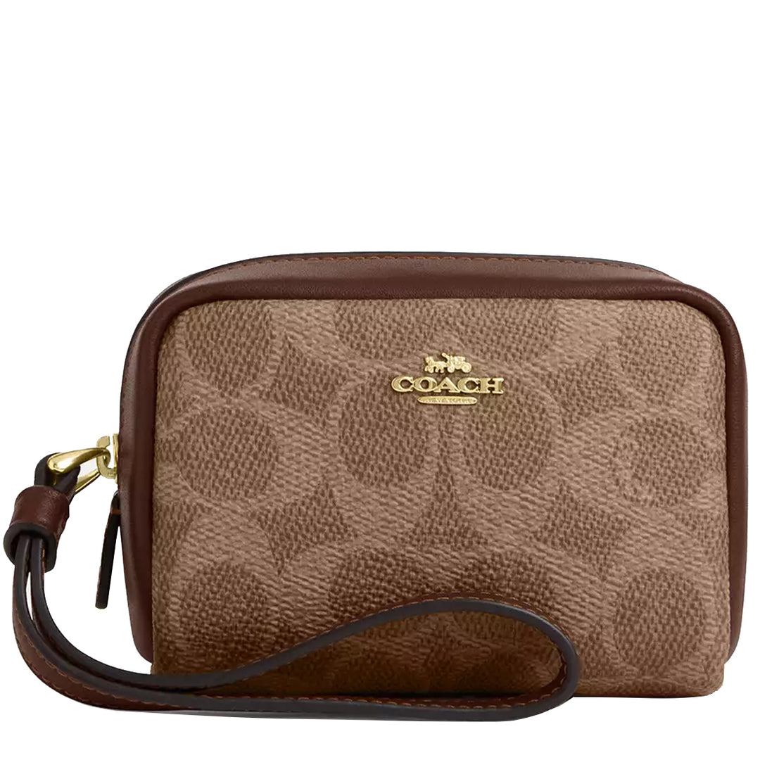 Coach cheapest Cosmetic Case In Signature Canvas; Dark Brown W/Black Coach Design; New WT