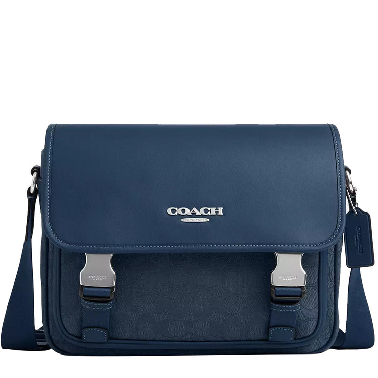 Coach Racer Messenger Bag In Signature Jacquard in Denim/ Dark Denim CW177