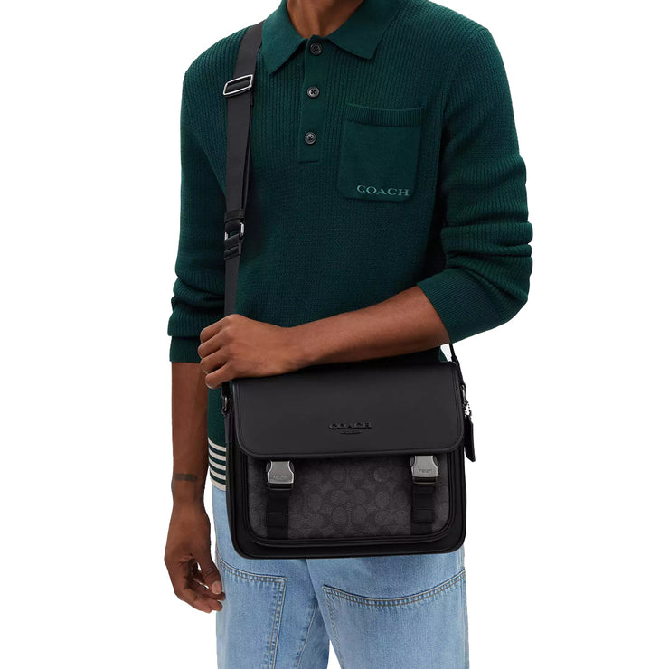 Buy Coach Racer Messenger Bag In Signature Canvas in Charcoal/ Black CT716 Online in Singapore | PinkOrchard.com