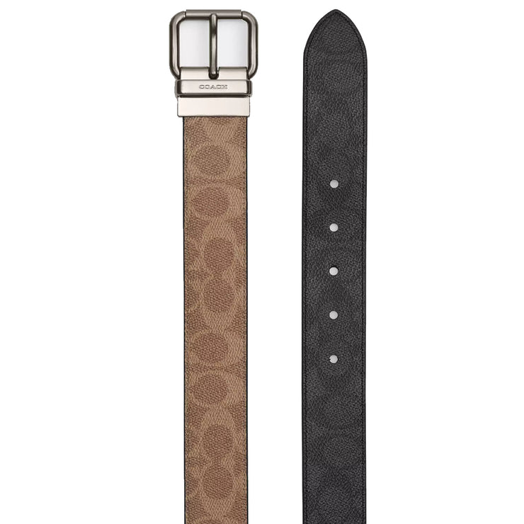 Coach Roller Buckle Cut To Size Reversible Belt, 38 Mm in Tan/ Charcoal CY922