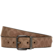 Coach Roller Buckle Cut To Size Reversible Belt, 38 Mm in Tan/ Charcoal CY922