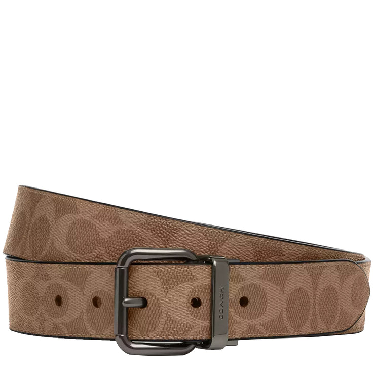 Coach Roller Buckle Cut To Size Reversible Belt, 38 Mm in Tan/ Charcoal CY922